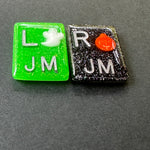 Ghost & Pumpkin Xray Markers, With 2 or 3 Initials, Large Rectangle, Pumpkin, Halloween, Autumn, Orange, white, Glitter