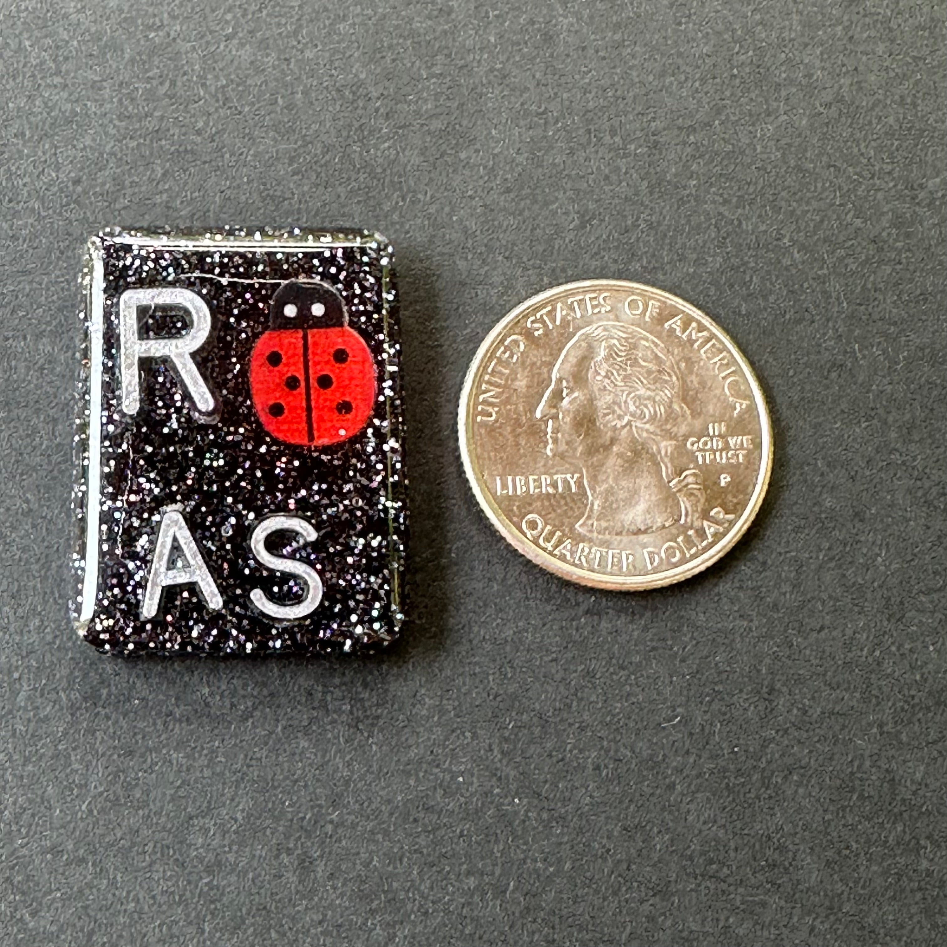 Lady Bug Xray Markers, With 2 or 3 Initials, Glitter