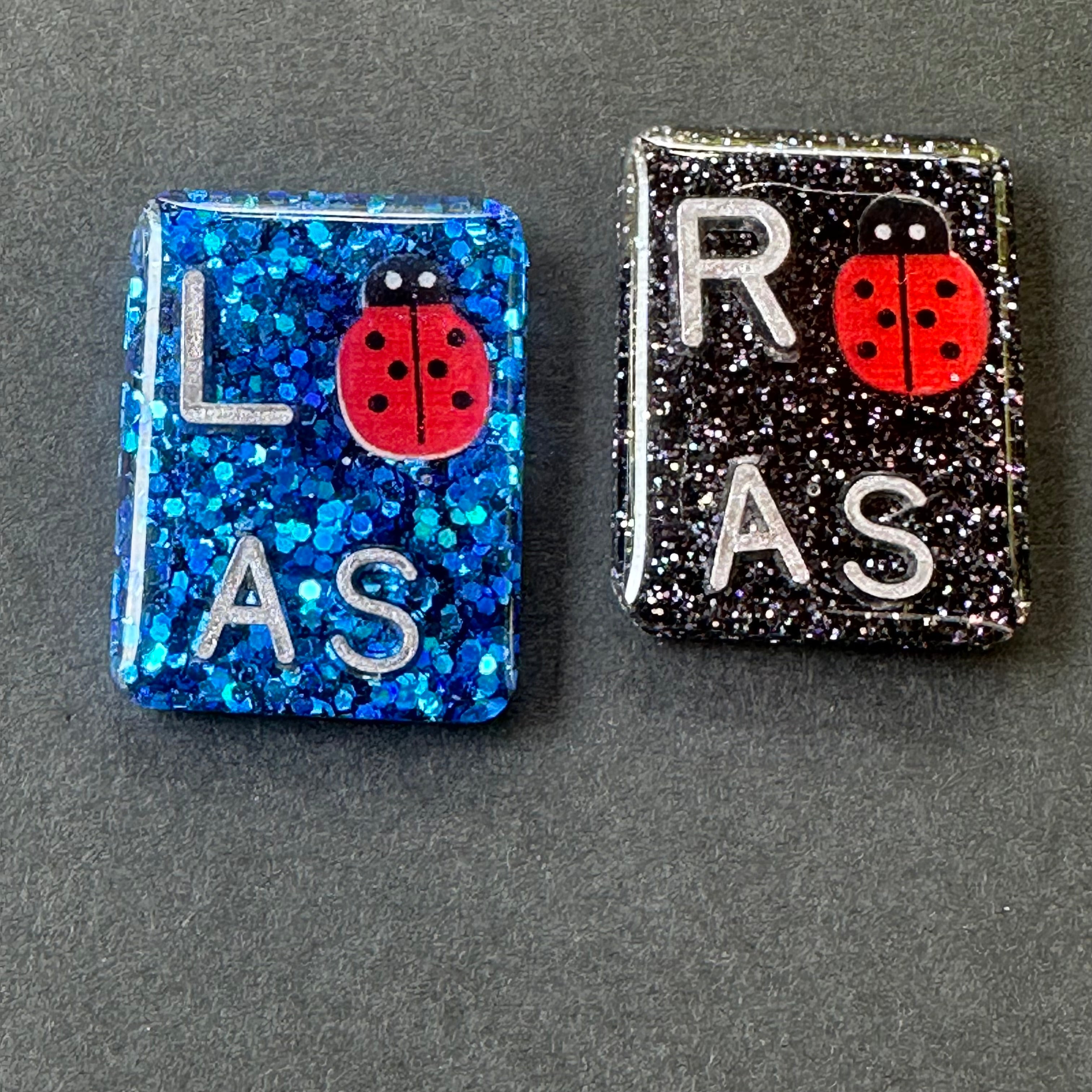 Lady Bug Xray Markers, With 2 or 3 Initials, Glitter