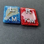 Sea shell X-ray Markers, With 2 or 3 Initials, Rectangle, Glitter, Conch & clam