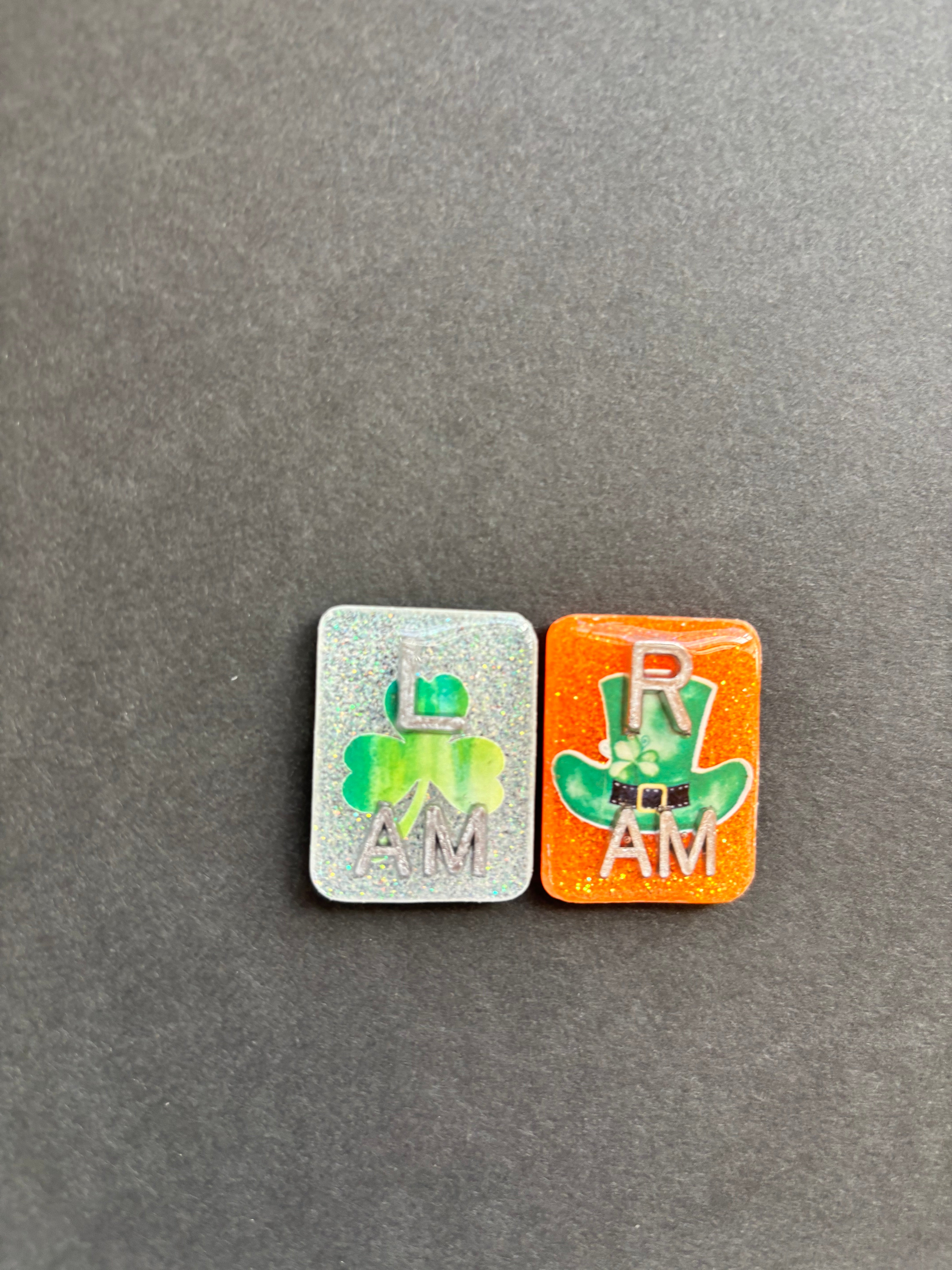 St. Patrick's Day Xray Markers, Rectangle, With Initials, Glitter, St Patricks Day, Irish, Shamrock, Leprechaun, Top Hat