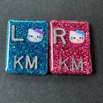 Cute hello Kitty Xray Markers, Rectangle, Glitter, Cat X-ray Markers, With 2 or 3 Initials