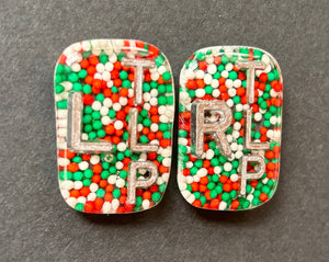 Christmas Sprinkle Xray Markers, Rectangle, 2 or 3 Initials, Cute, Fun, Christmas