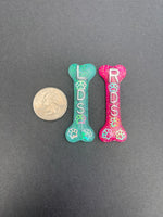 Bone Xray Markers With Paw Prints, With Initials, Colorful, Vertical