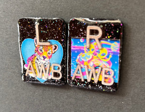 Leopard & Alien Xray Markers, With 2 or 3 Initials, Glitter, Rectangle, 90’s theme, leopard, alien Animal Print