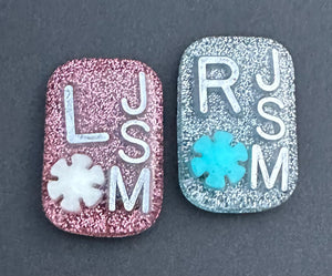 White & blue snowflake Xray Markers, With 2 or 3 Initials, snowflake Winter Xray Markers