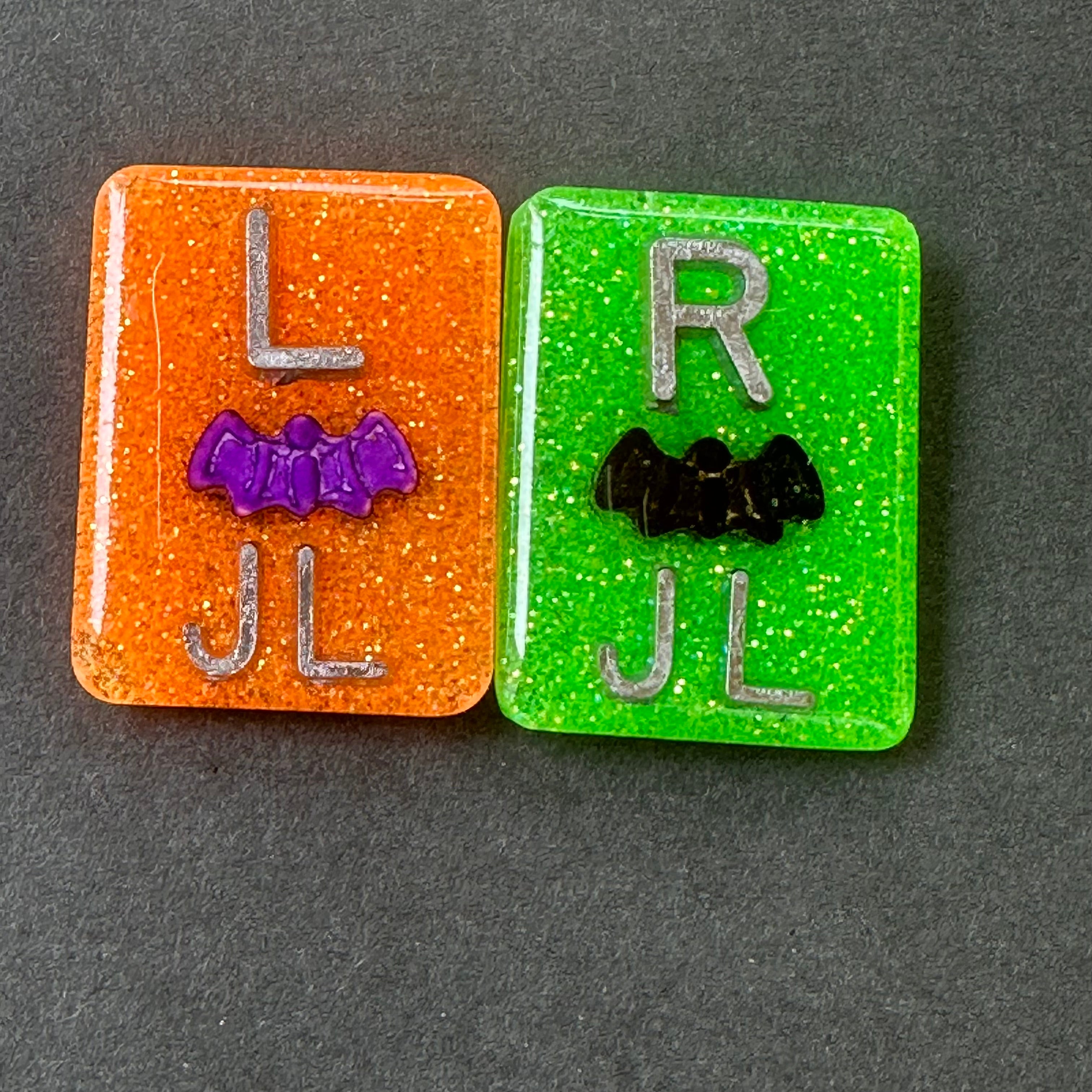 Halloween Bat Xray Markers, With 2 or 3 Initials, Large Rectangle, Halloween, Autumn, purple, Black, Glitter