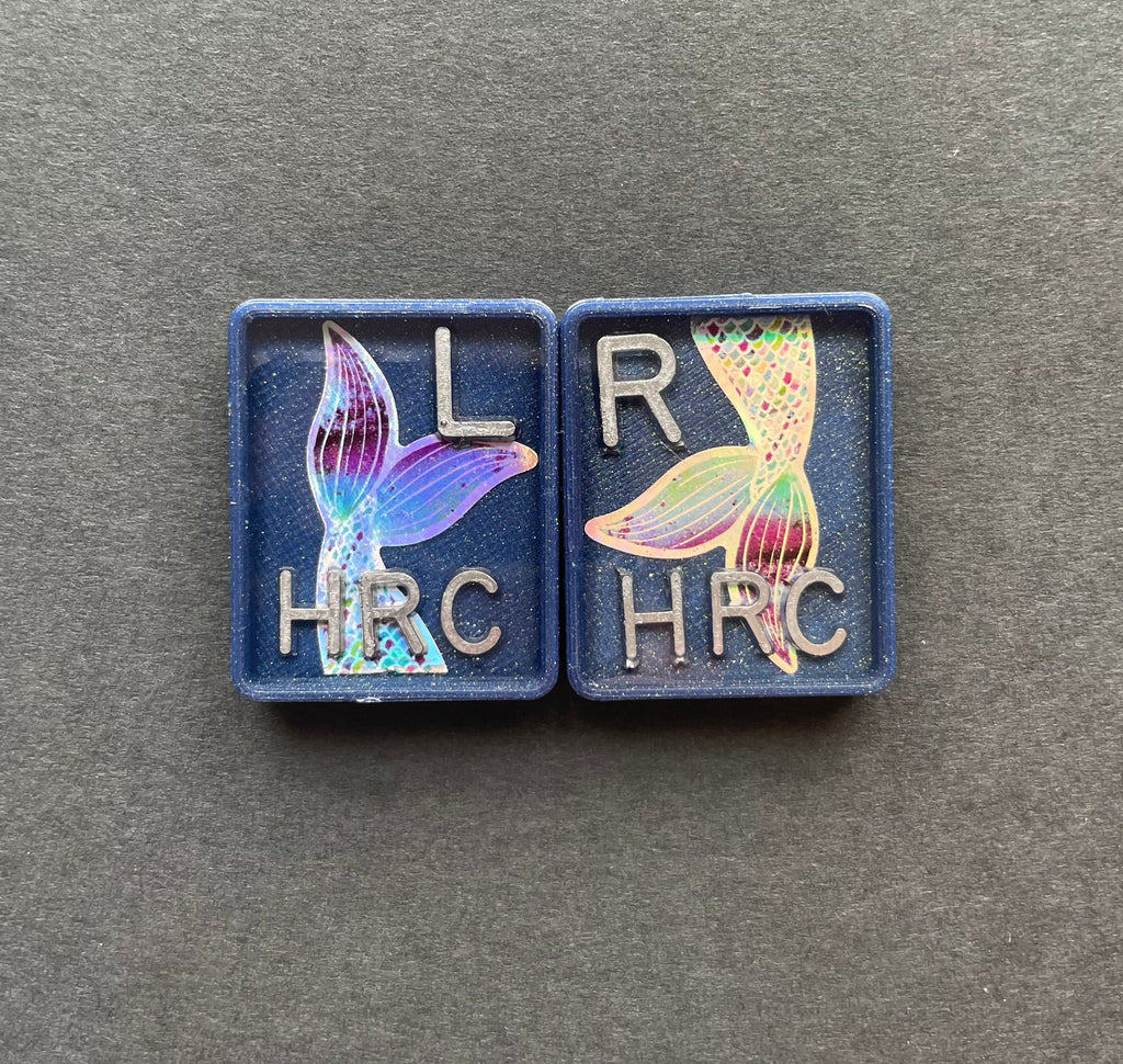 Holographic Mermaid Tail Large Xray Markers, With 2 or 3 Initials, Mermaid, Ocean