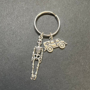 Ambulance Charm & Skeleton Key Chain, Radiology, Medical, Paramedic, Gift