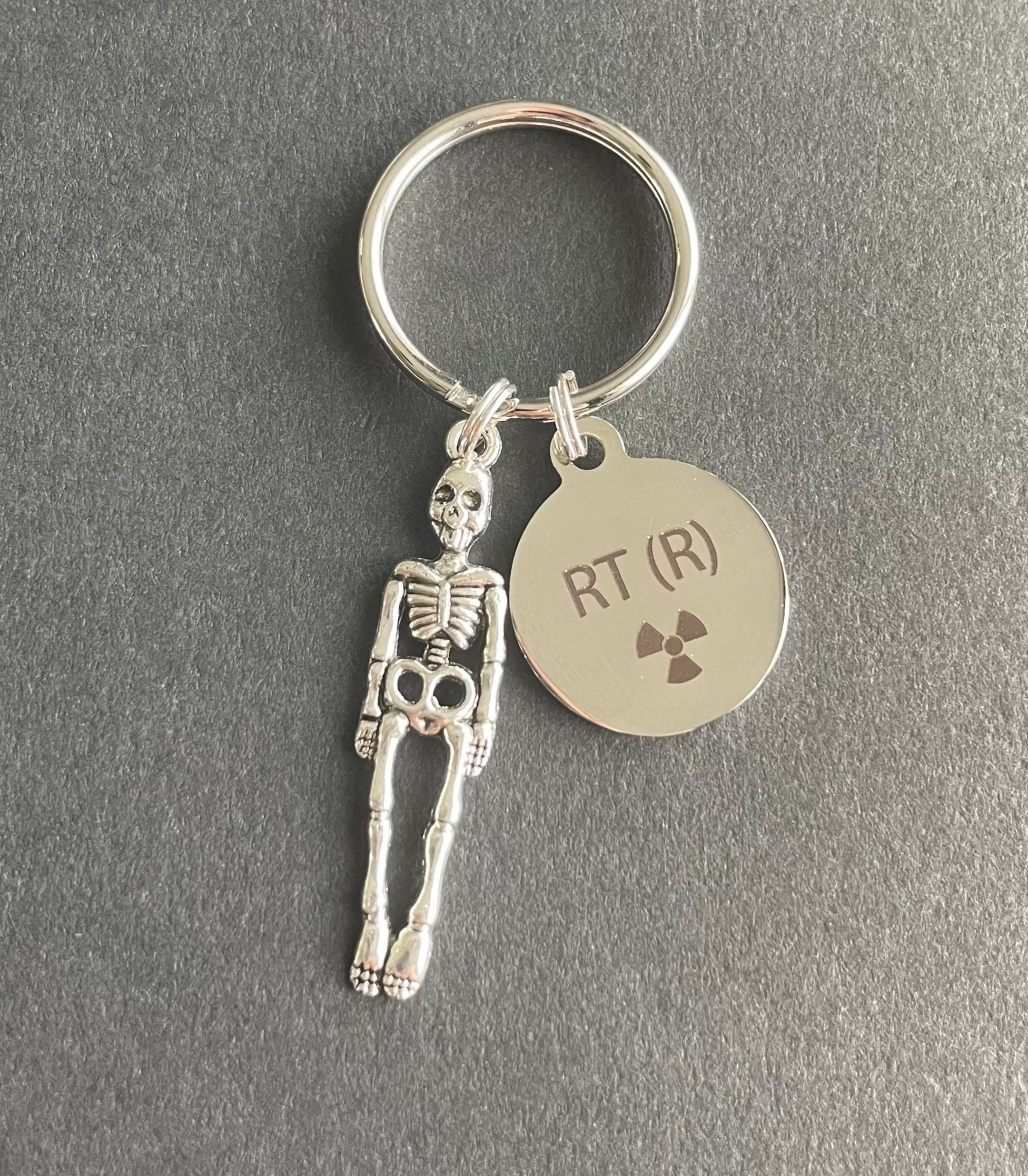 Skeleton Keychain and RT(R) Charm, Radiology, Xray Tech, Gift