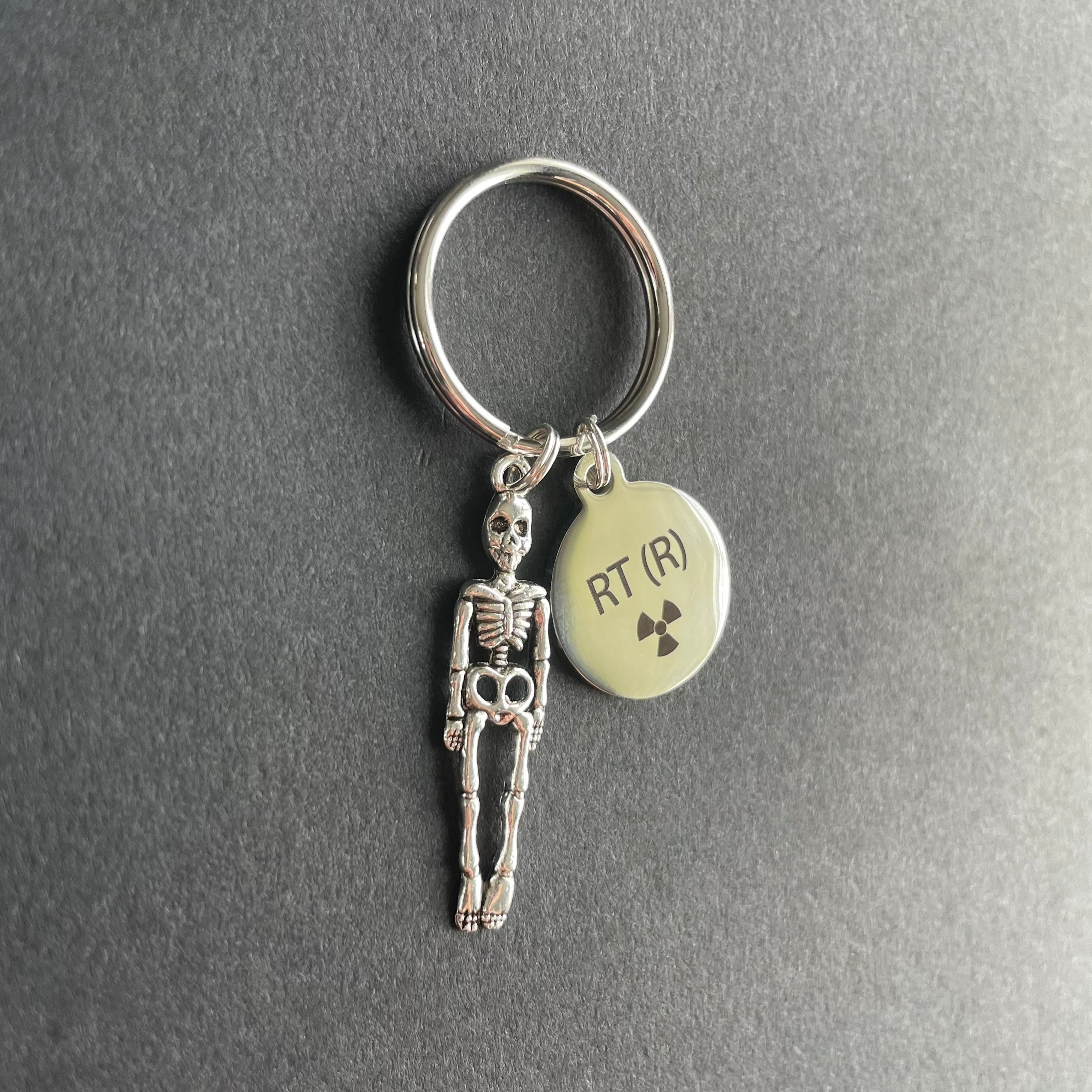 Skeleton Keychain and RT(R) Charm, Radiology, Xray Tech, Gift