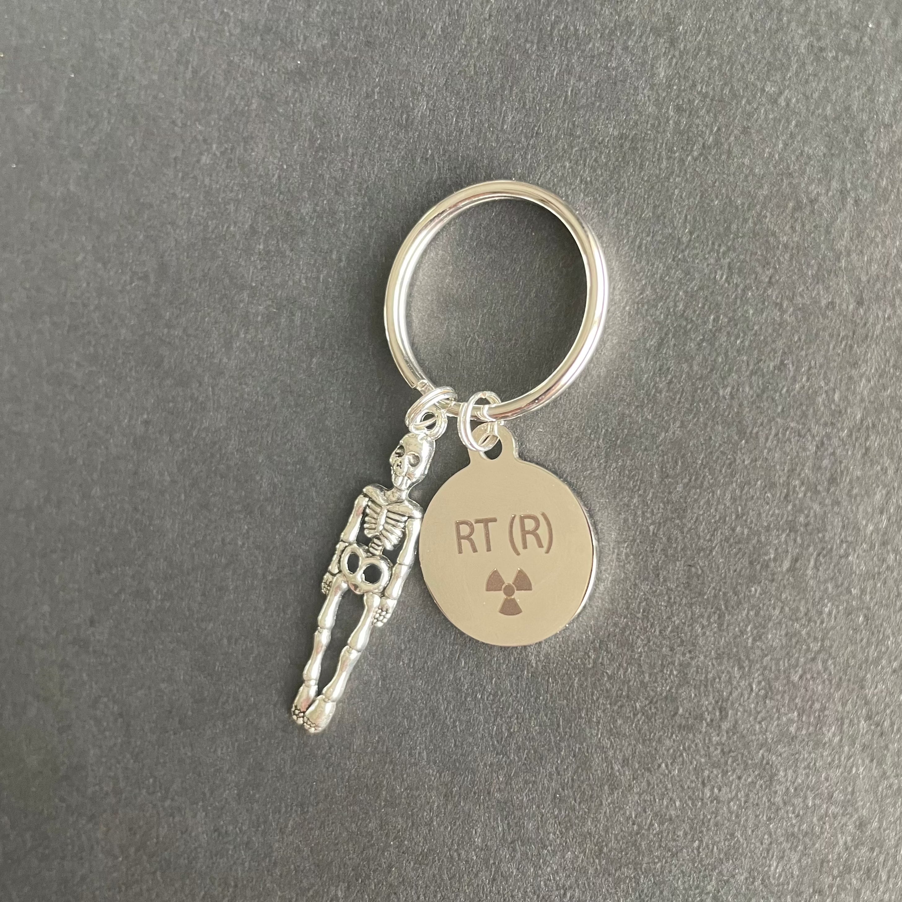 Skeleton Keychain and RT(R) Charm, Radiology, Xray Tech, Gift