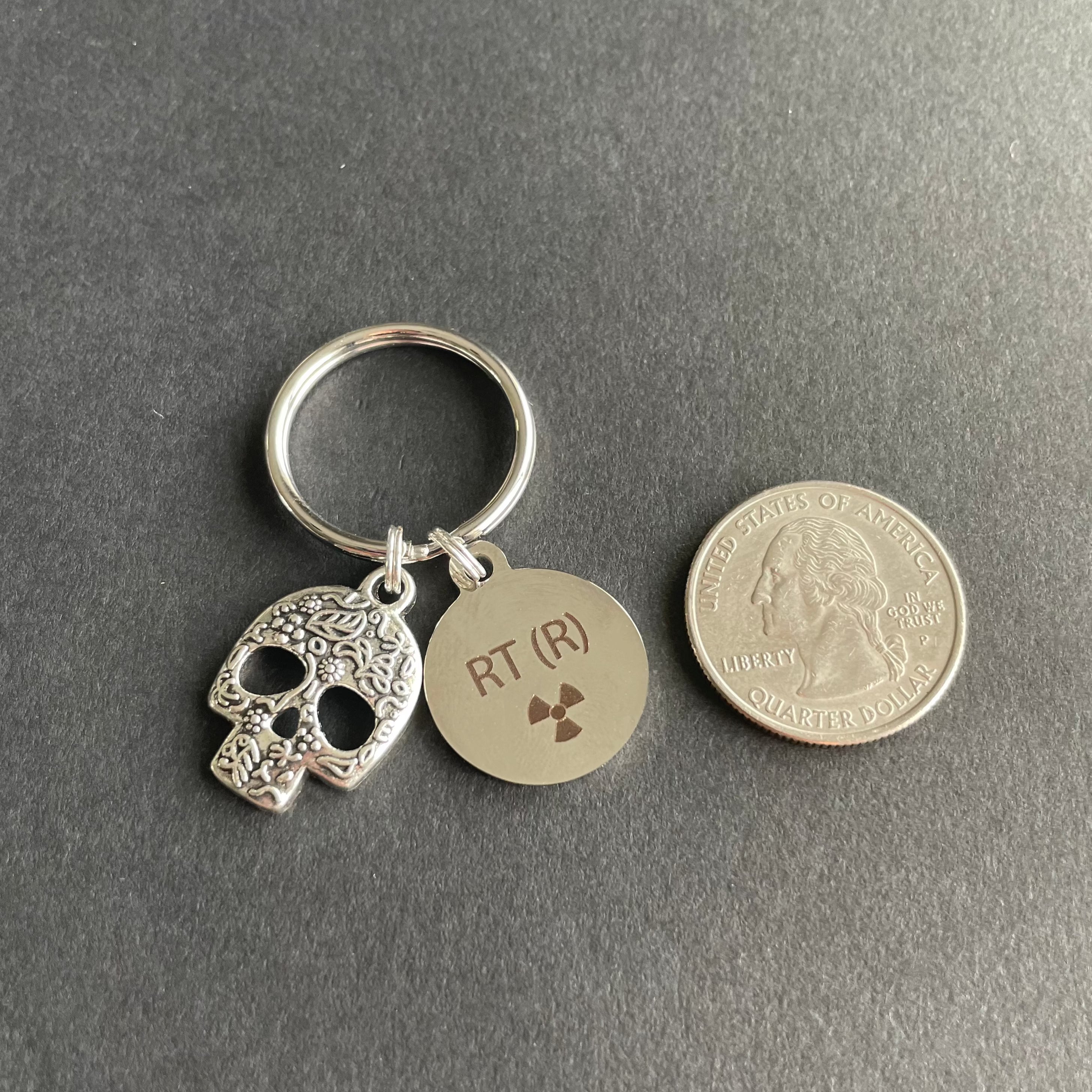 RT(R) Charm and Skull Key Chain, Radiology, Xray Tech, Gift