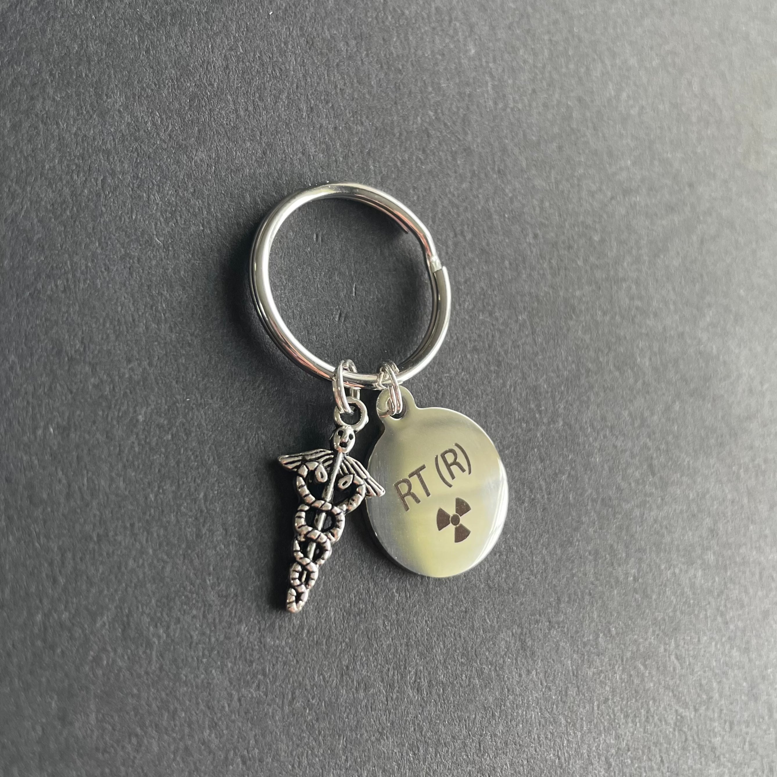 RT(R) Key Chain W/ Caduceus Charm, Radiology, Xray, Medical, Gift