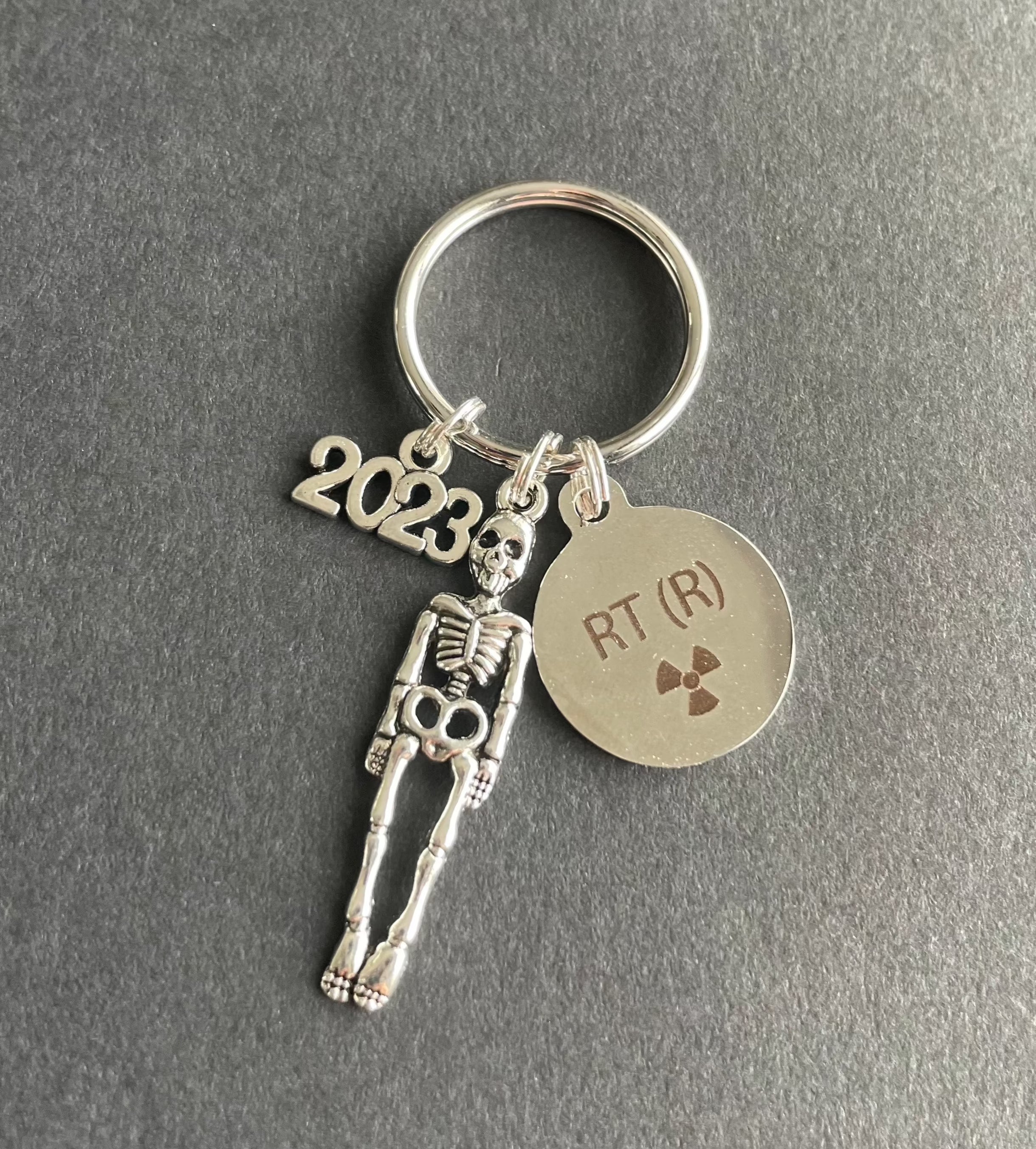 Skeleton, RT(R) Charm, W/ Year Key Chain, Radiology, Xray Tech, Gift