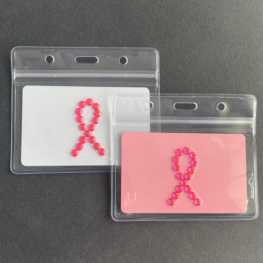 Rhinestone Breast Cancer Ribbon Xray Marker Holder
