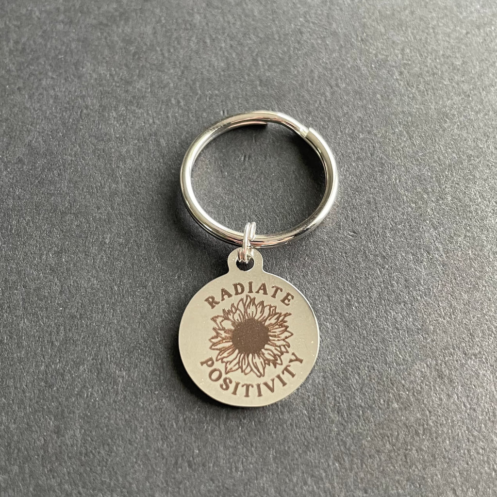 Radiate Positivity Key Chain, Radiology, Healthcare, Sunflower, Gift