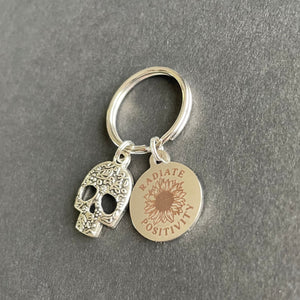 Radiate Positivity Skull Key Chain, Radiology, Xray Tech, Gift