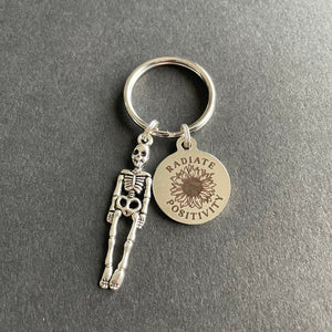 Radiate Positivity Skeleton Key Chain, Radiology, Xray Tech, Gift