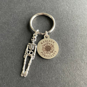 Radiate Positivity Skeleton Key Chain, Radiology, Xray Tech, Gift