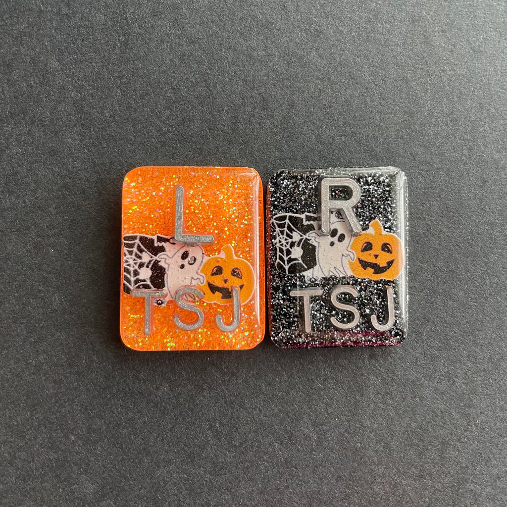 Halloween Ghost & Pumpkin Xray Markers, With 2 or 3 Initials, Large Rectangle, Pumpkin, Halloween, Autumn, Orange, Black, Glitter