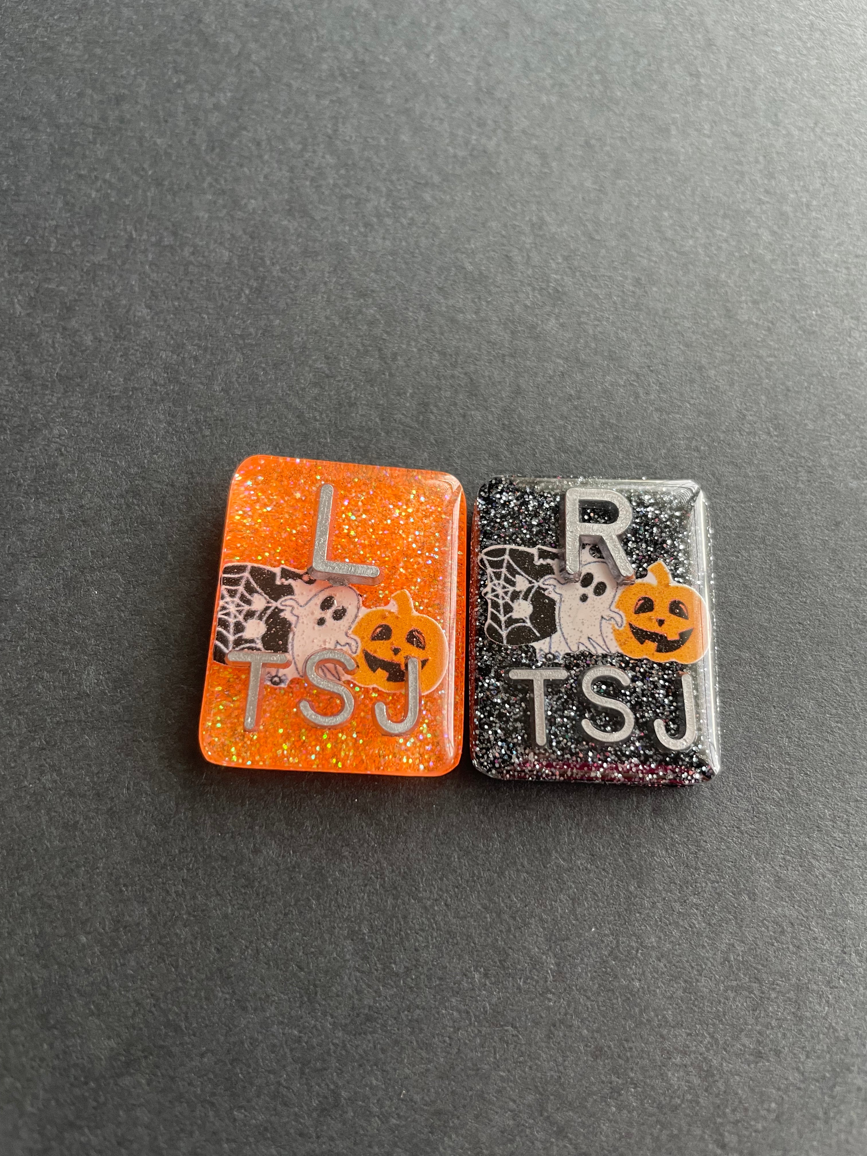 Halloween Ghost & Pumpkin Xray Markers, With 2 or 3 Initials, Large Rectangle, Pumpkin, Halloween, Autumn, Orange, Black, Glitter