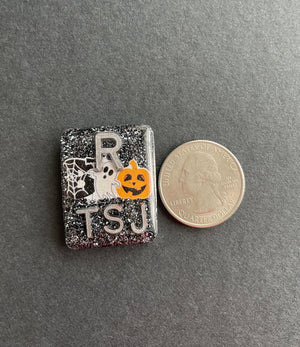 Halloween Ghost & Pumpkin Xray Markers, With 2 or 3 Initials, Large Rectangle, Pumpkin, Halloween, Autumn, Orange, Black, Glitter