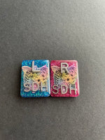 Floral Skeleton Ribcage Xray Markers, With 2 or 3 Initials, Large Rectangle, Skeleton, Ribcage, Glitter