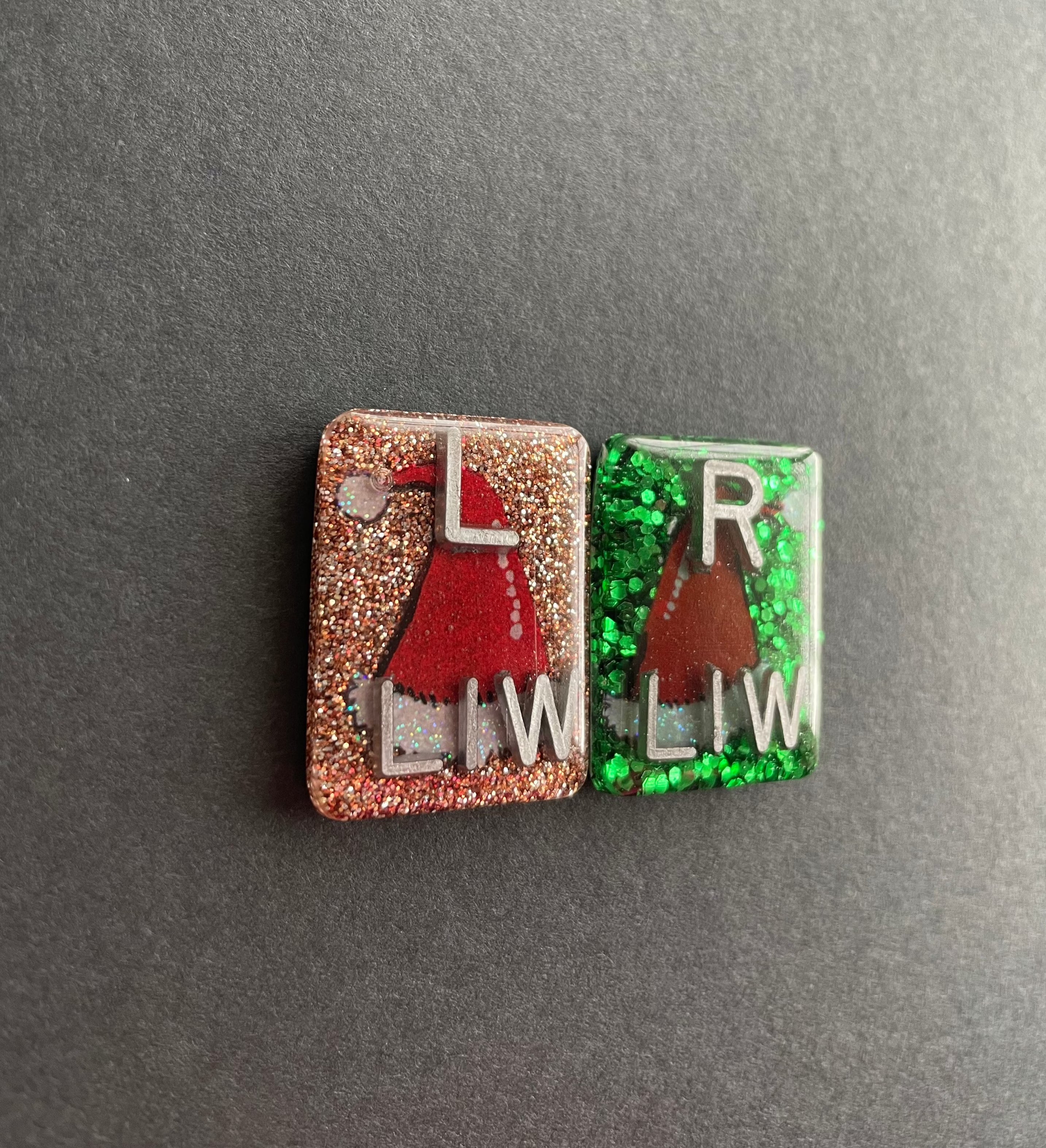 Santa Hat Xray Markers, With 2 or 3 Initials, Christmas Xray Markers, Rectangle, Glitter