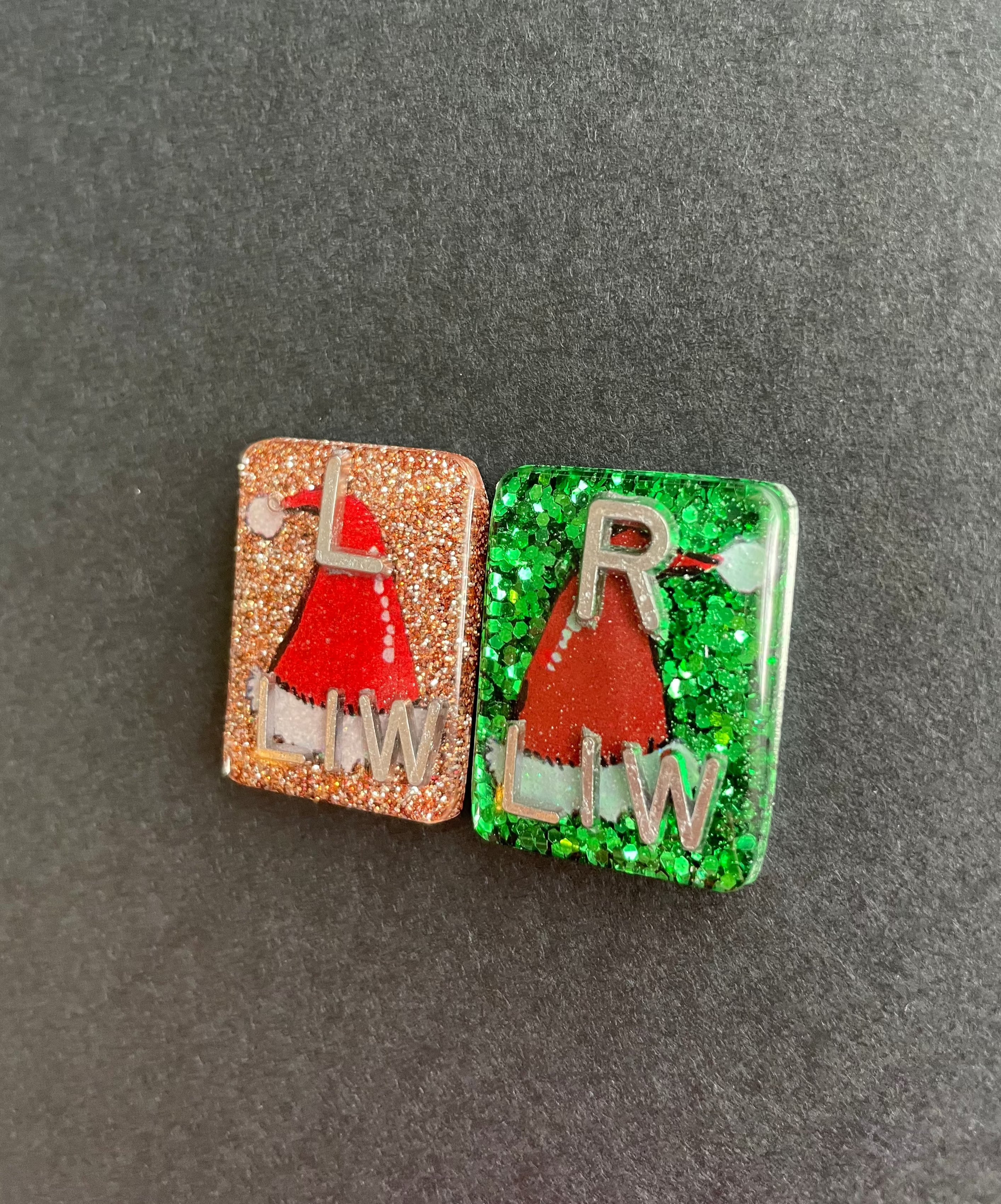 Santa Hat Xray Markers, With 2 or 3 Initials, Christmas Xray Markers, Rectangle, Glitter