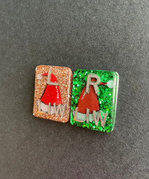 Santa Hat Xray Markers, With 2 or 3 Initials, Christmas Xray Markers, Rectangle, Glitter