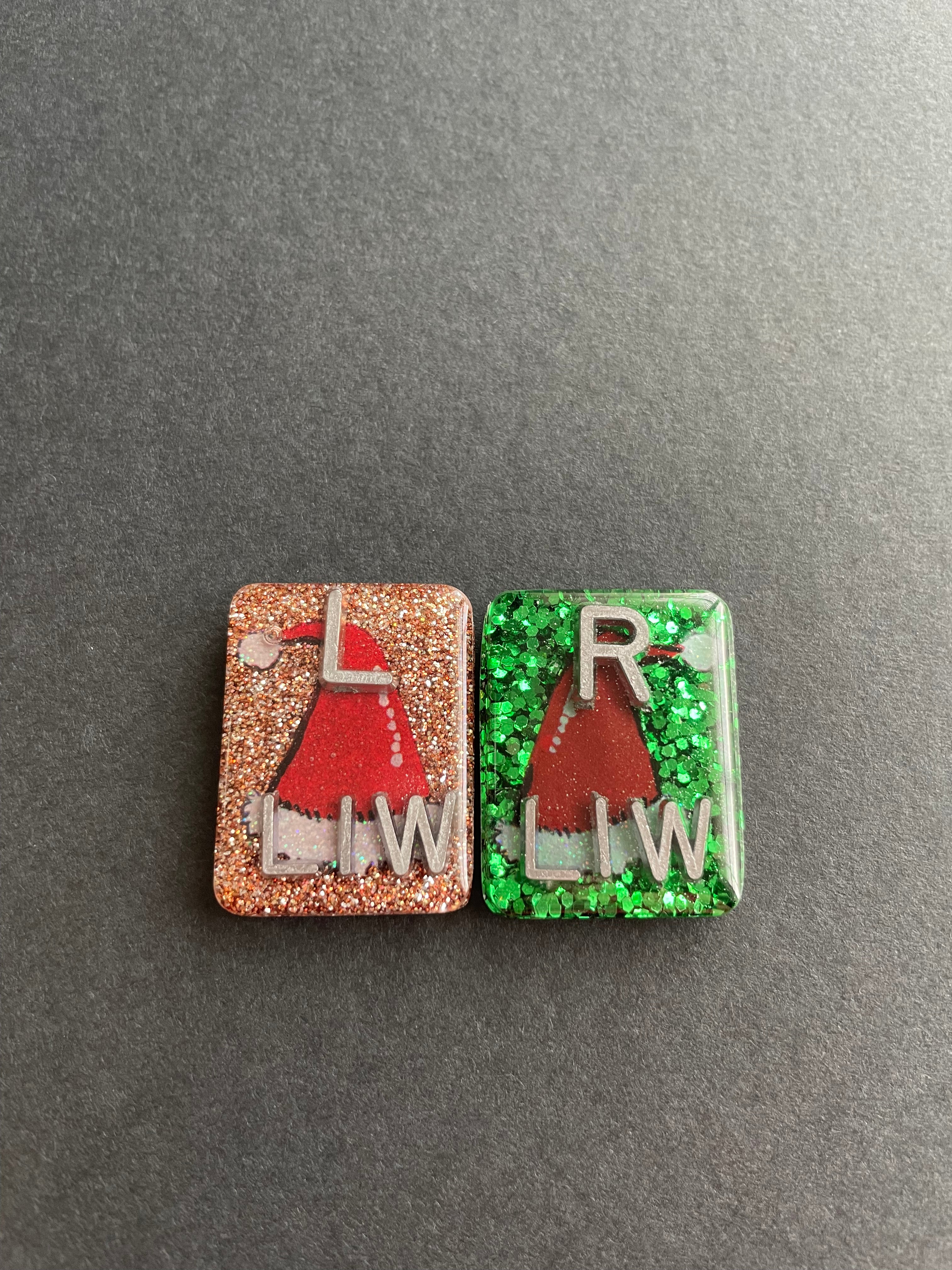 Santa Hat Xray Markers, With 2 or 3 Initials, Christmas Xray Markers, Rectangle, Glitter