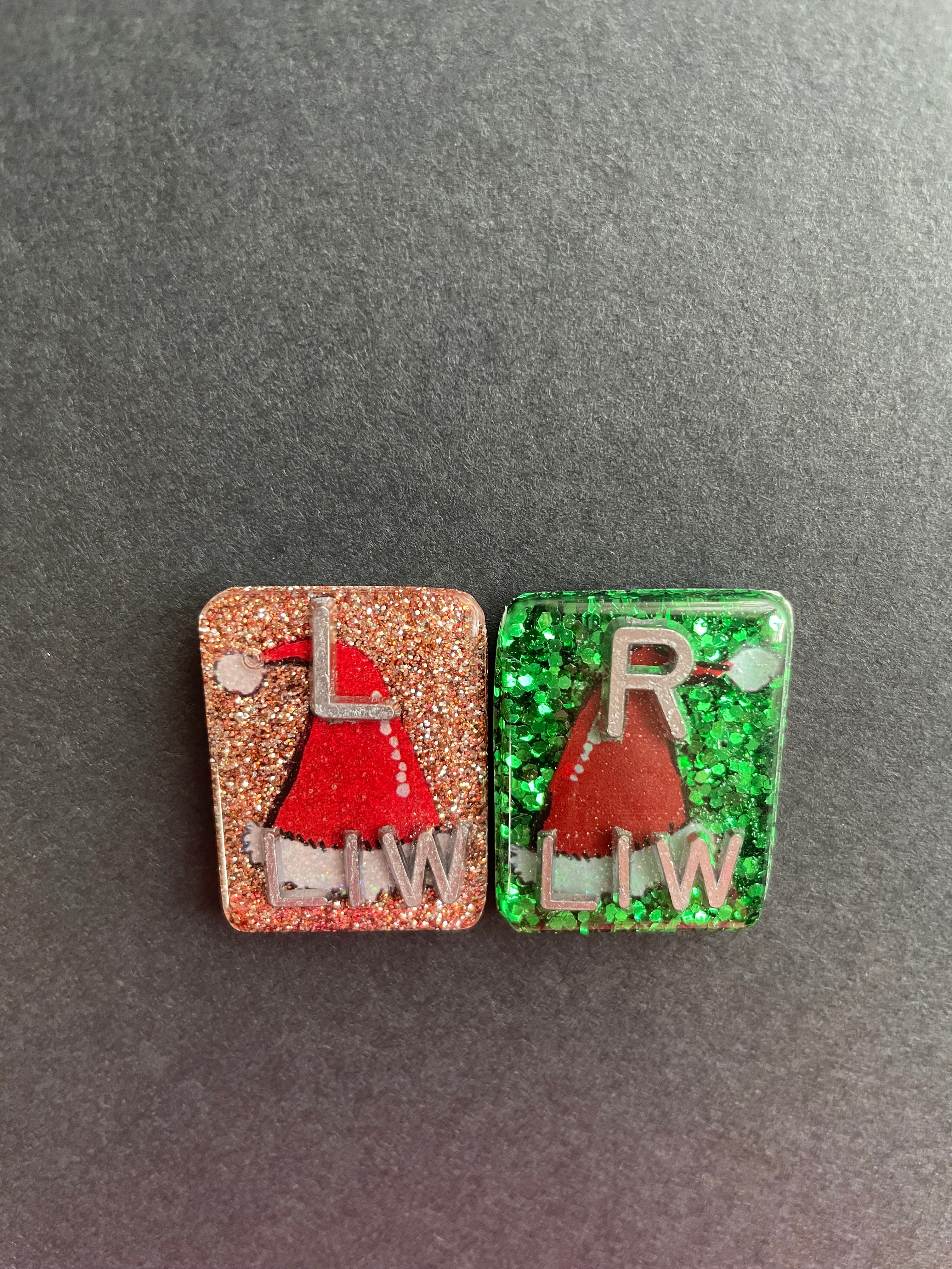 Santa Hat Xray Markers, With 2 or 3 Initials, Christmas Xray Markers, Rectangle, Glitter