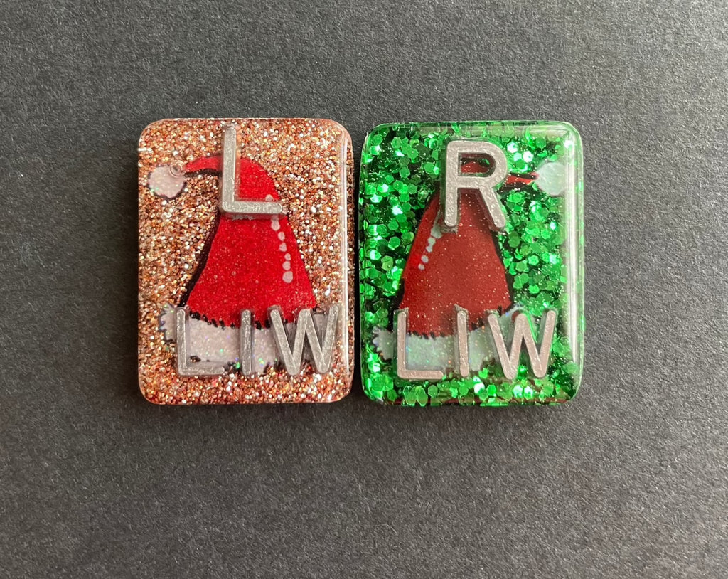 Santa Hat Xray Markers, With 2 or 3 Initials, Christmas Xray Markers, Rectangle, Glitter