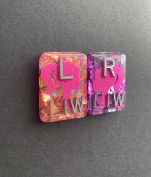 Barbie Rectangle Glitter Xray Markers, 2 or 3 Initials