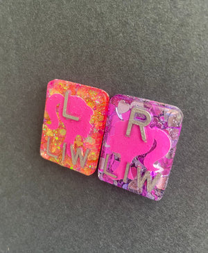 Barbie Rectangle Glitter Xray Markers, 2 or 3 Initials