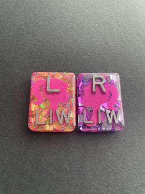 Barbie Rectangle Glitter Xray Markers, 2 or 3 Initials