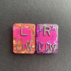 Barbie Rectangle Glitter Xray Markers, 2 or 3 Initials