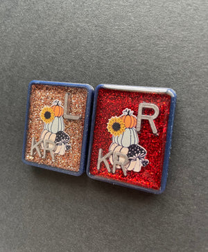 Fall Pumpkin & Floal Xray Markers, Rectangle, Glitter, With Initials