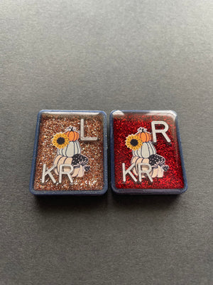 Fall Pumpkin & Floal Xray Markers, Rectangle, Glitter, With Initials