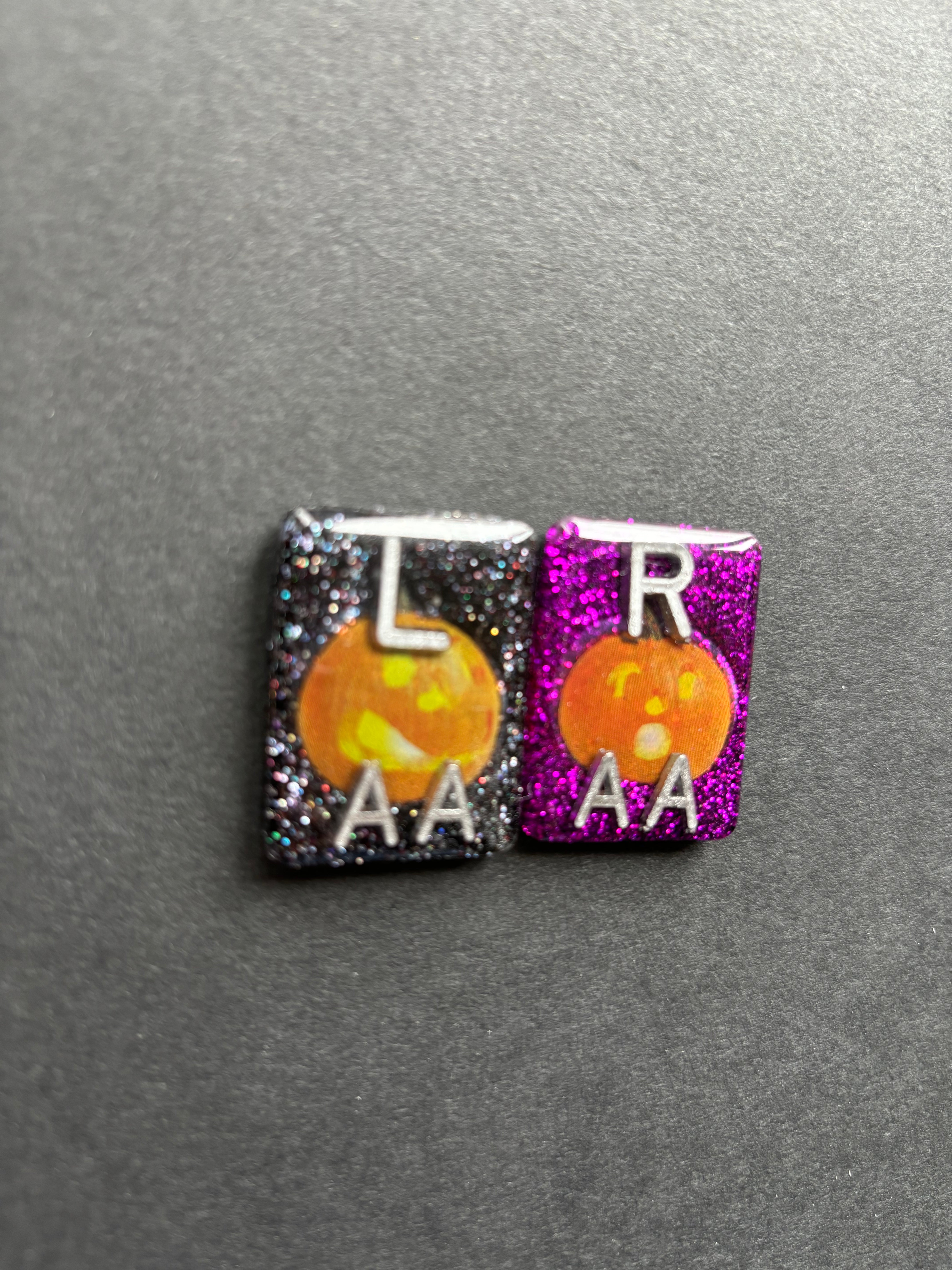 Glitter Jack-O-Lantern Xray Markers, With 2 or 3 Initials, Large Rectangle, pumpkin, Halloween, Autumn