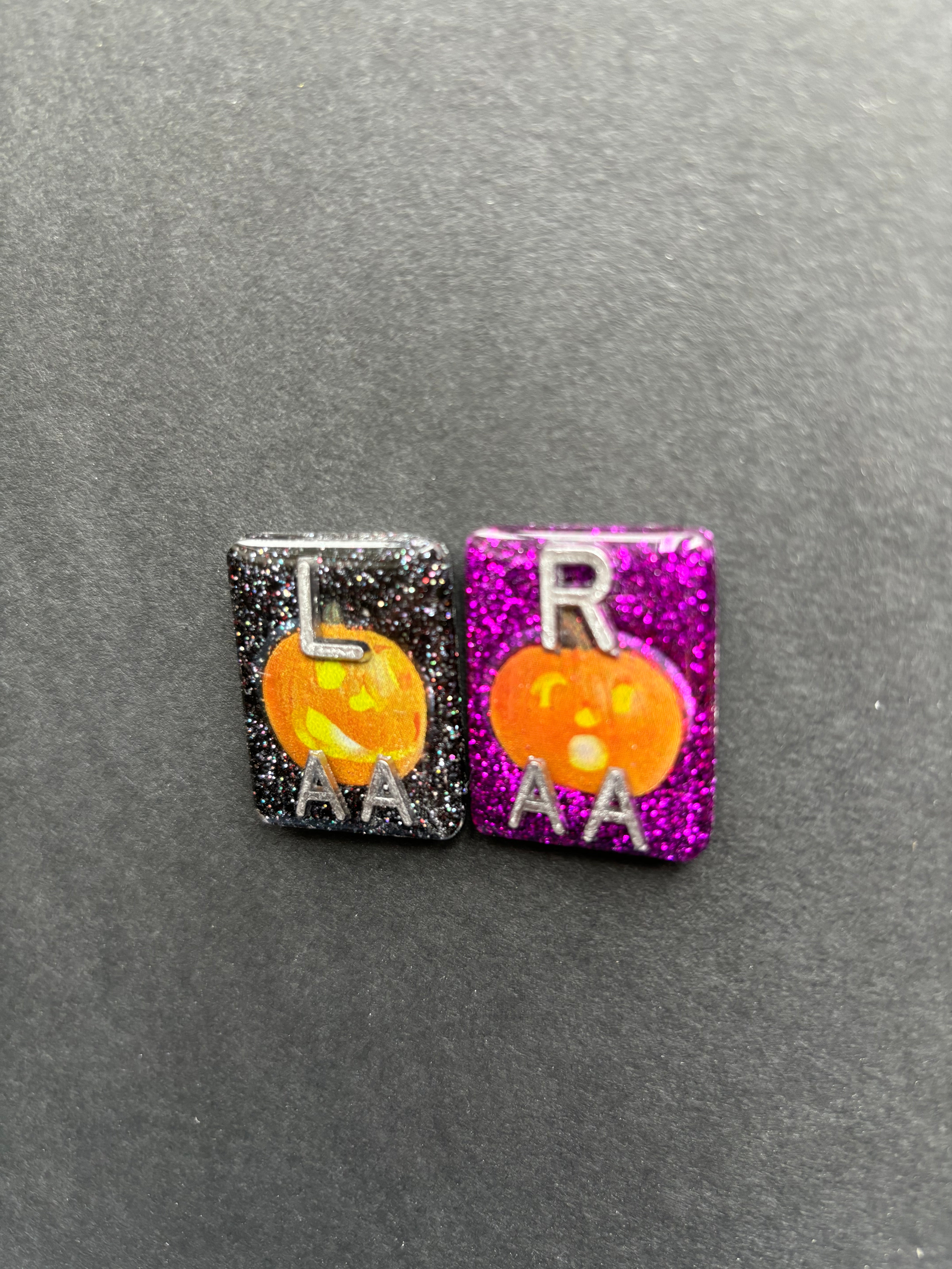 Glitter Jack-O-Lantern Xray Markers, With 2 or 3 Initials, Large Rectangle, pumpkin, Halloween, Autumn