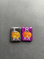 Glitter Jack-O-Lantern Xray Markers, With 2 or 3 Initials, Large Rectangle, pumpkin, Halloween, Autumn