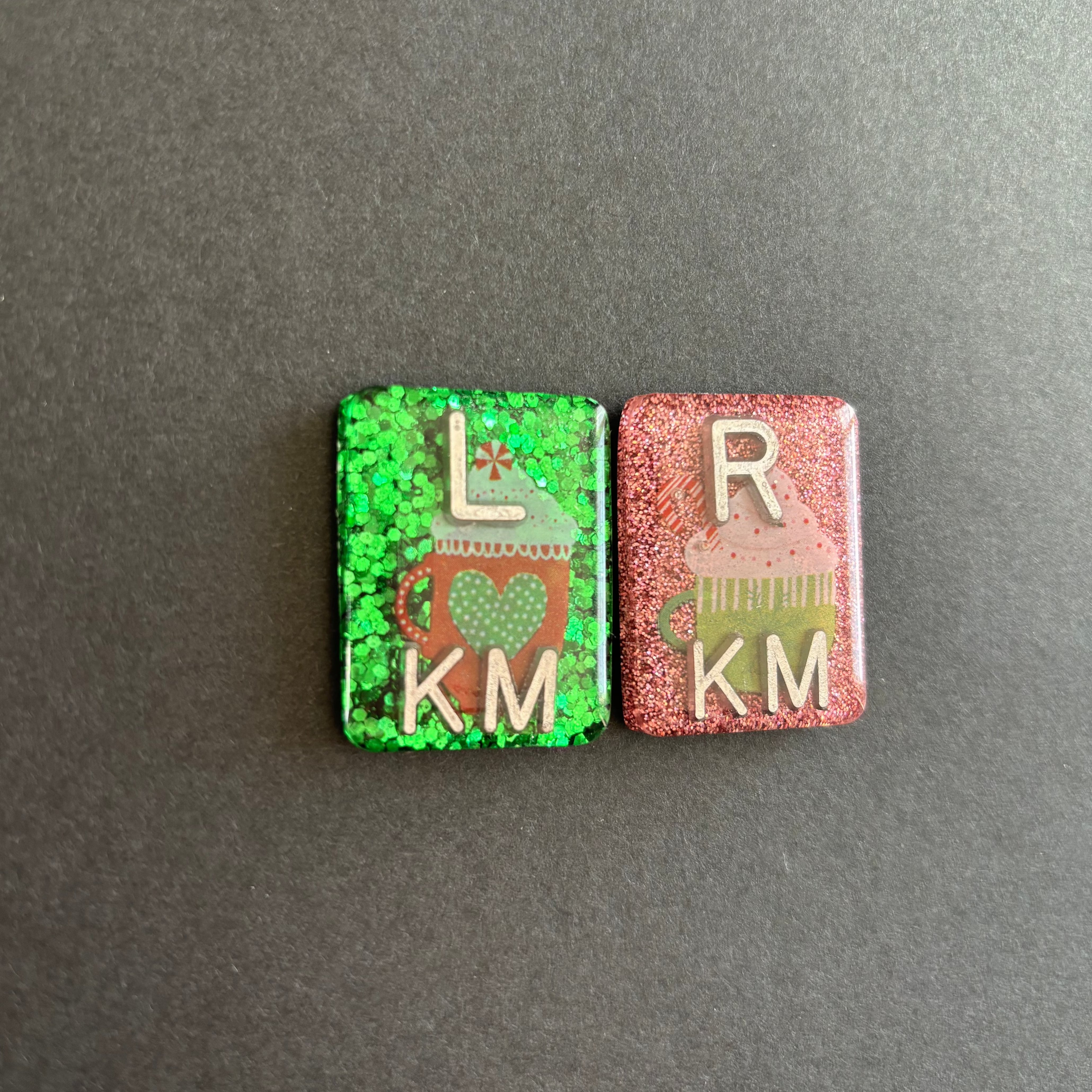 Christmas Mugs Glitter Xray Markers, With 2 or 3 Initials, Christmas Xray Markers, Rectangle, Glitter