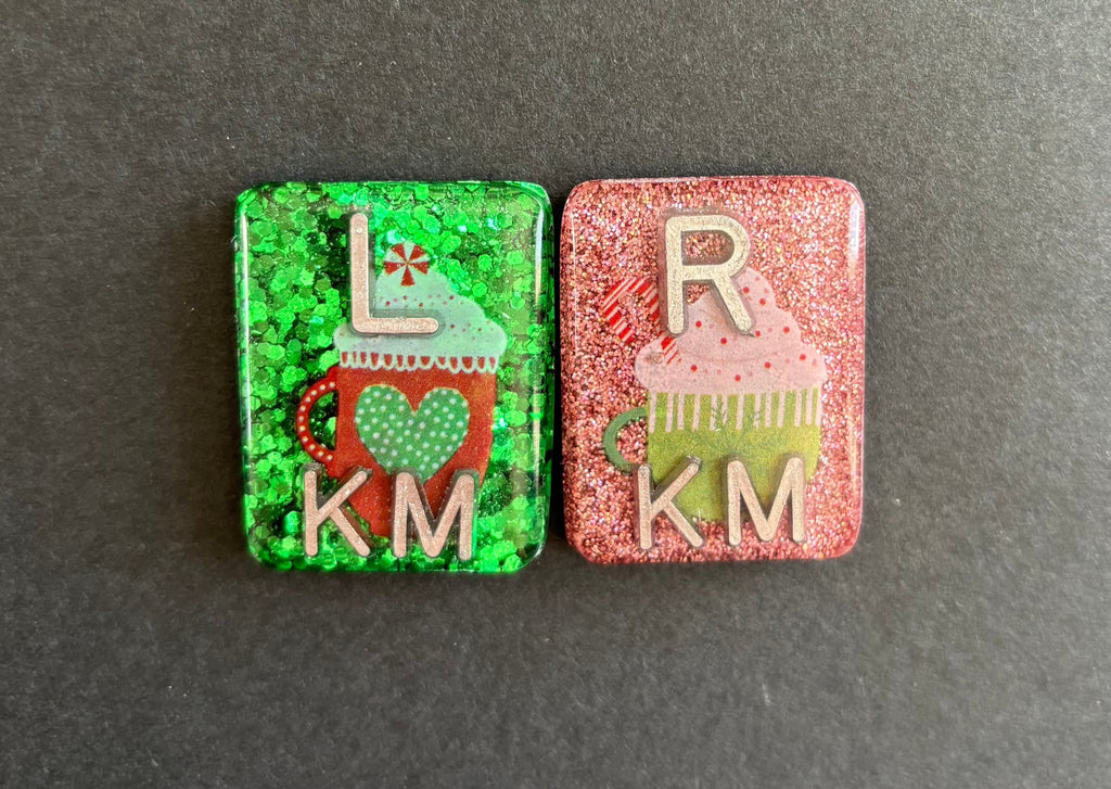 Christmas Mugs Glitter Xray Markers, With 2 or 3 Initials, Christmas Xray Markers, Rectangle, Glitter