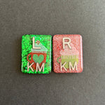 Christmas Mugs Glitter Xray Markers, With 2 or 3 Initials, Christmas Xray Markers, Rectangle, Glitter