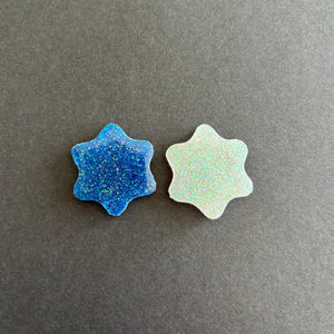 Small Snowflake Xray Markers, With 2 or 3 Initials, Blue and White Glitter, Winter Xray Markers