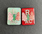 Christmas Tree Cake Xray Markers, With 2 or 3 Initials, Christmas Xray Markers, Rectangle, Glitter