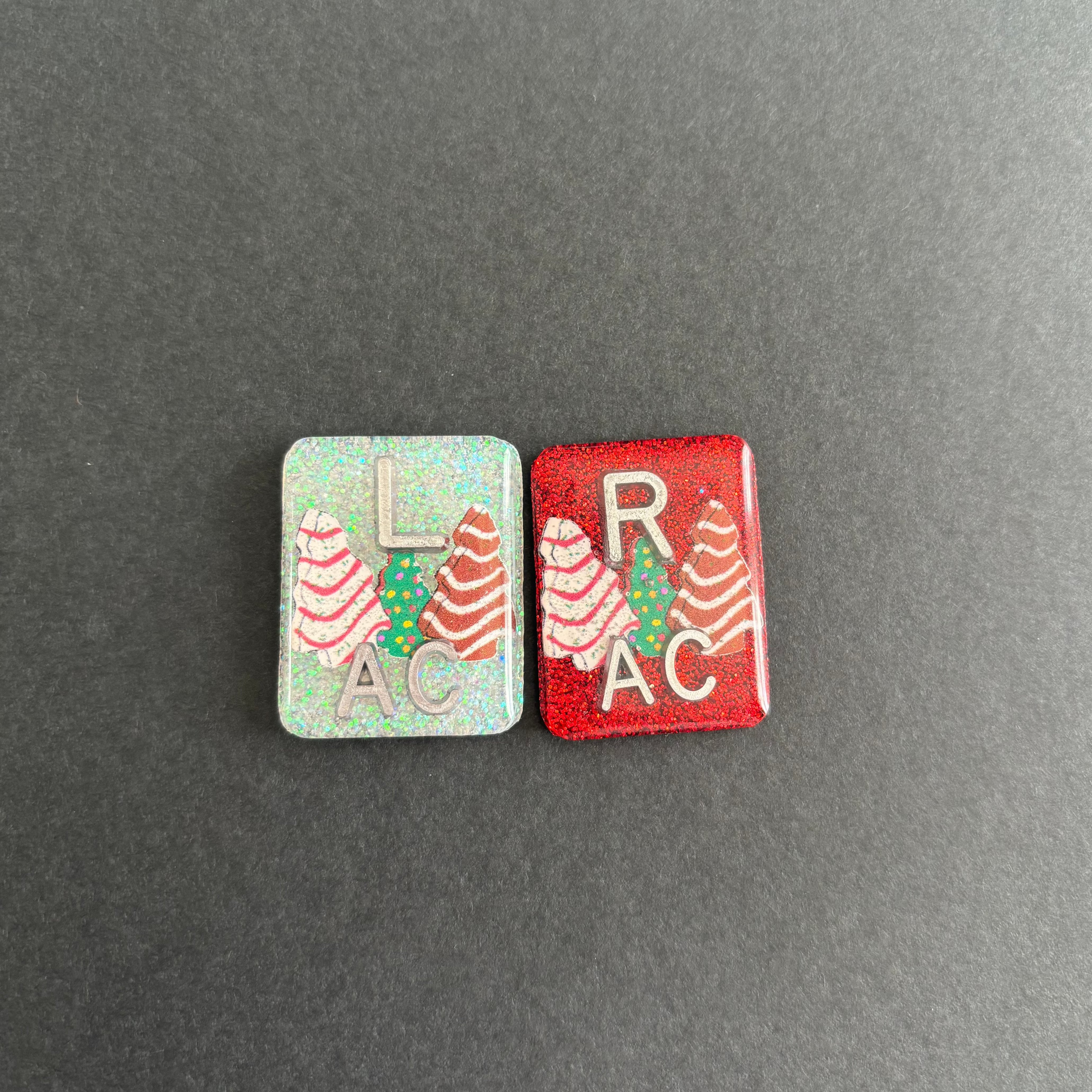 Christmas Tree Cake Xray Markers, With 2 or 3 Initials, Christmas Xray Markers, Rectangle, Glitter