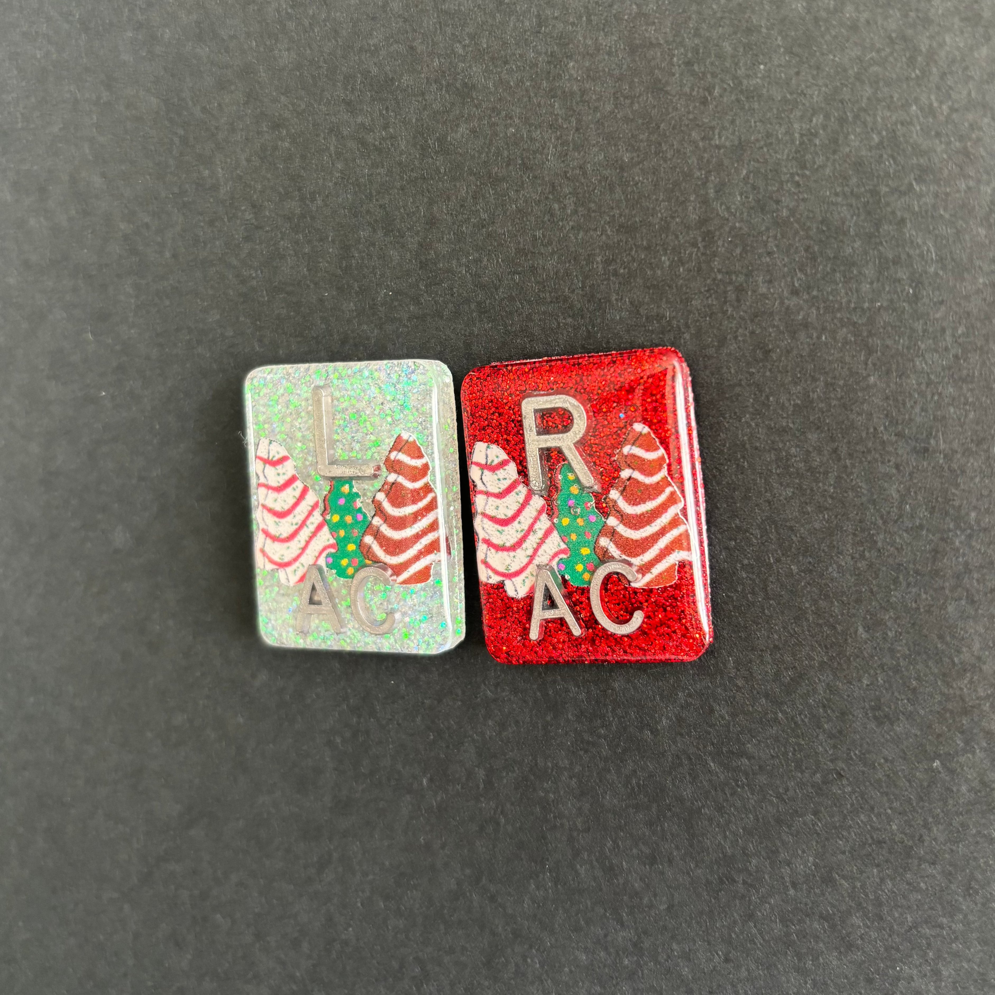 Christmas Tree Cake Xray Markers, With 2 or 3 Initials, Christmas Xray Markers, Rectangle, Glitter